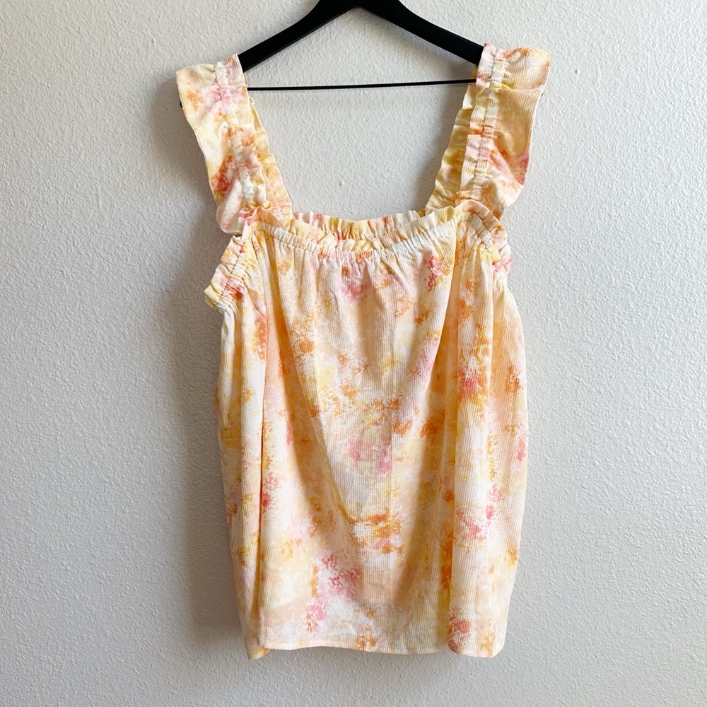 NWT LulaRoe Daisy Ruffle Strap Tank Top Women’s Size 2XL Yellow Orange Pink